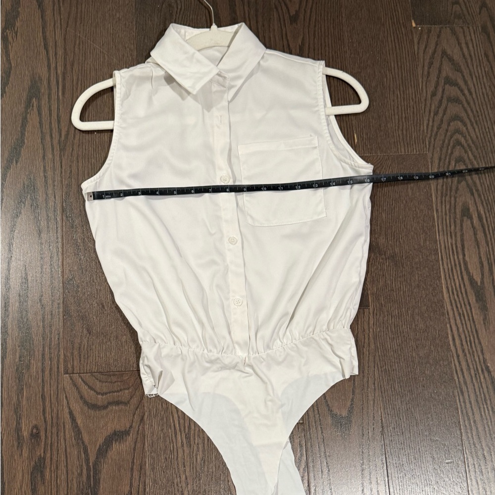 4th + Reckless White Silk Blouse Bodysuit